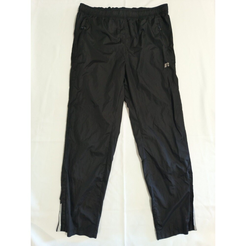 Russell Athletic Black Wind Pants Size S 28-30 Plus Track Pants Zip Pockets